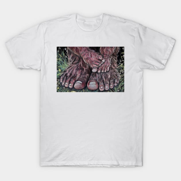 Bigfoot Littlefoot, Bigfeet, Littlefeet T-Shirt by SandiaOFC